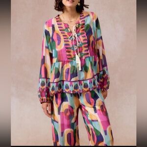 Multicolor Abstract Print Women's Top